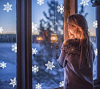 Набор новогодних наклеек на окна и стены Хрустальные снежинки 19 шт.