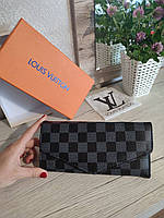 Модный кожаный чёрный кошелёк для денег Louis Vuitton Луи Витон