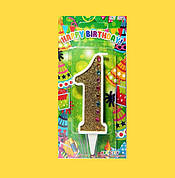 Свічка цифра в торт золота зі стразами