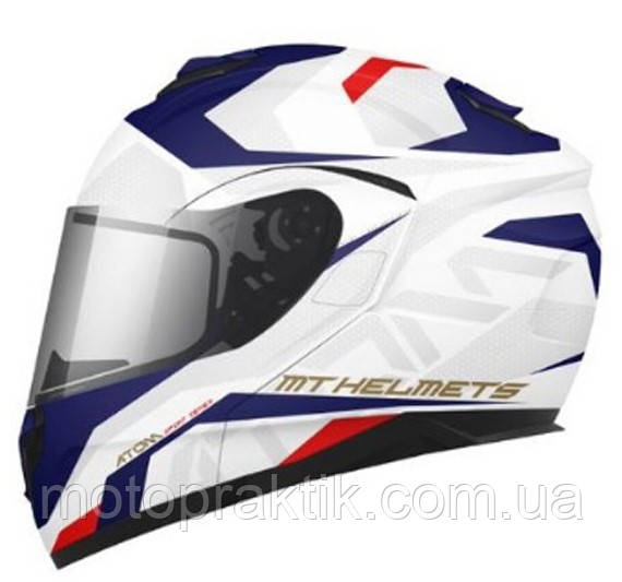 MT ATOM SV SKILL A0 GLOSS WHITE, XS Мотошолом модуляр з окулярами
