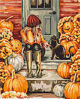 Картина по номерам люди девушка Осень на пороге BS52745 Brushme 40*50 на подрамнике с красками без коробки