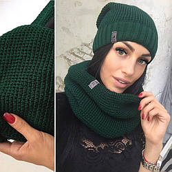 Сумки та аксесуари — No0356 — Комплект жіноча шапка + шарф хомут, молодіжна шапка та шарф у наборі
