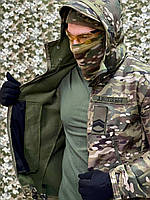 Военная тактическая куртка темный мультикам на флисе, SoftShell для ВСУ с липучками под шевроны софт шелл