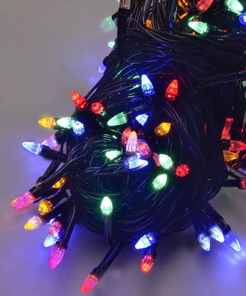 Гірлянда конус 500 LED, Мультик колір, Чорний дріт, 28метров, фото 1