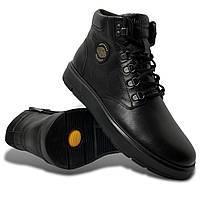 Мужские зимние ботинки Clubshoes (Украина) кожаные, водонепроницаемые с натуральным мехом черные FK Мех чер