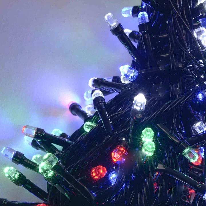 Гірлянда- рубінка 400 LED, Мультик колір, Чорний дріт, 20 метрів