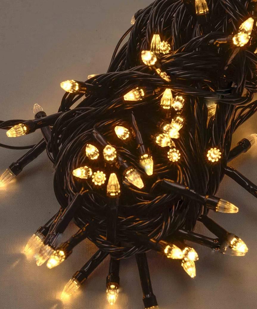 Гірлянда конус 200 LED, Теплий білий колір, Чорний дріт, 10метров