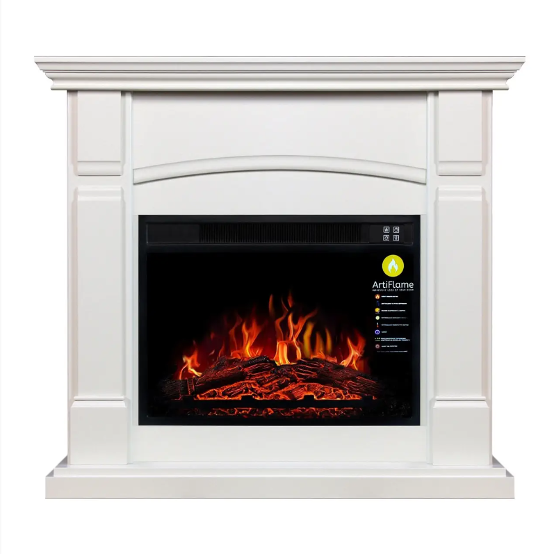 Камінокомплект ArtiFlame Manchester AF23S Білий Дуб (зі звуком) Електричний Камін з ефектом живого вогню, фото 1