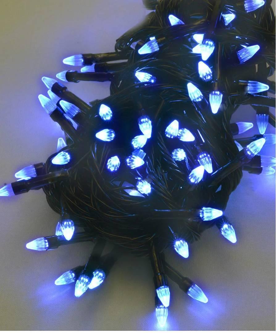 Гірлянда конус 300 LED, Синій колір, Чорний дріт, 15метров