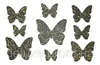 Декор из жидких обоев "Бабочки", блестки-серебро точка, ТМ "Биопласт"