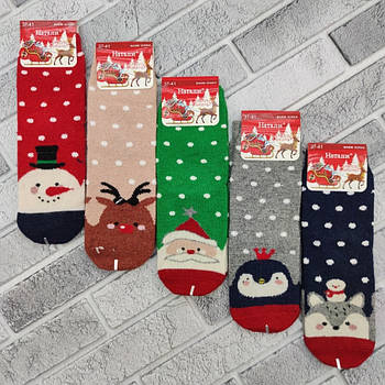 Шкарпетки жіночі новорічні середні зимові ангора без махри р.37-41 мордочки асорті НАТАЛІ В916-2 30036757
