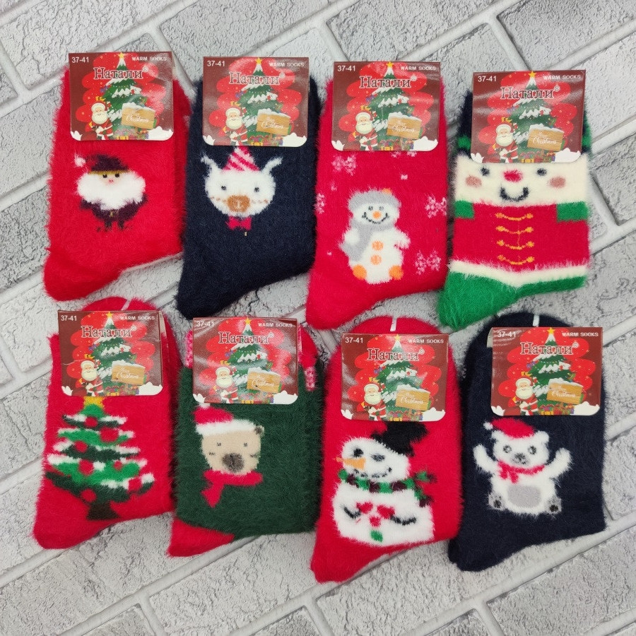 Шкарпетки жіночі новорічні середні зимові з норки р.37-41 малюнок асорті НАТАЛІ В936 30036761