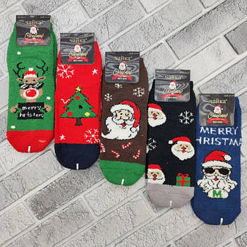 Шкарпетки чоловічі новорічні середні зимові плюшеві р.41-47 малюнок асорті ЧАЙКА А5072 30036762