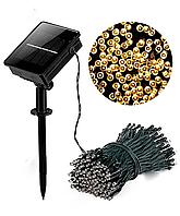 Гірлянда 200 LED, на сонячній батареї, теплий білий колір, 20-метров вулична