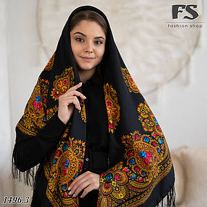 Велична чорна народна шаль Корона