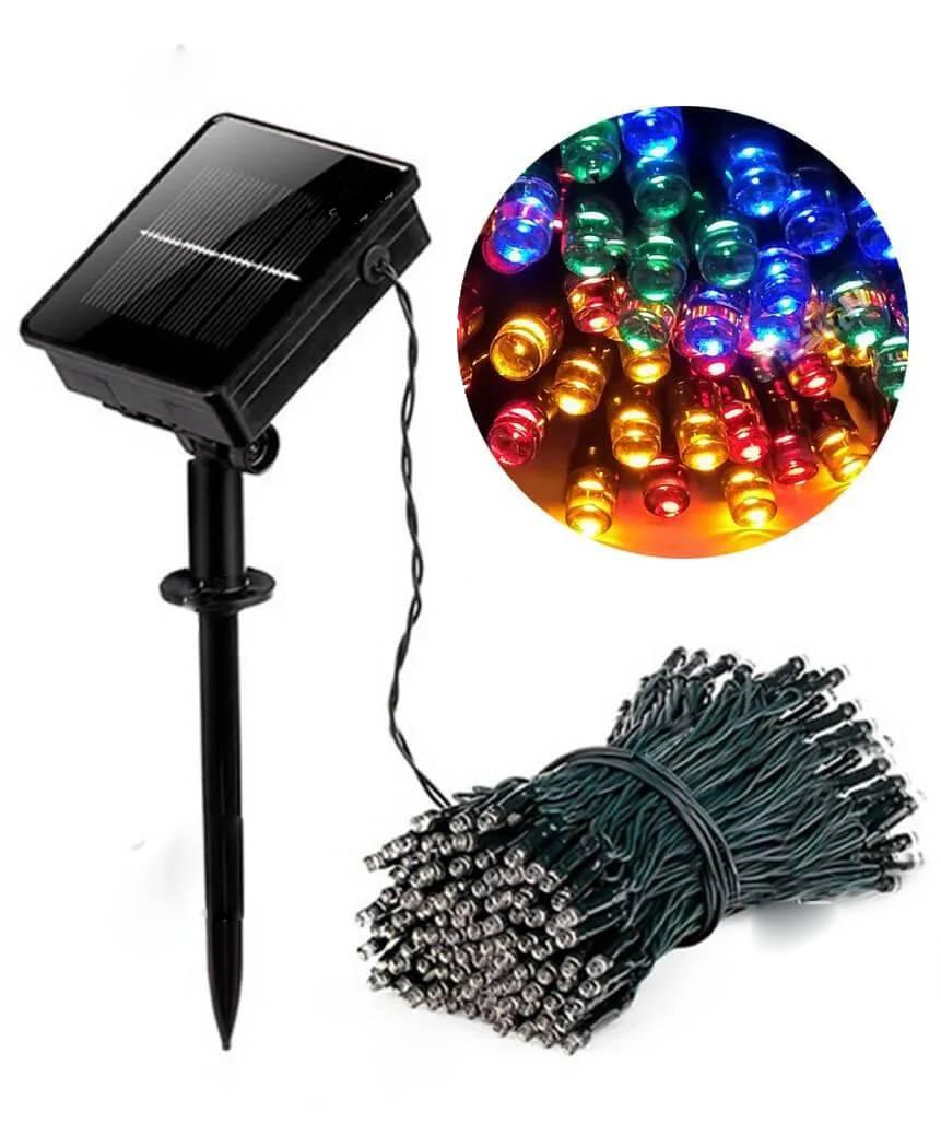 Гірлянда 100 LED, на сонячній батареї, Мультик колір, 10 метрів вулична