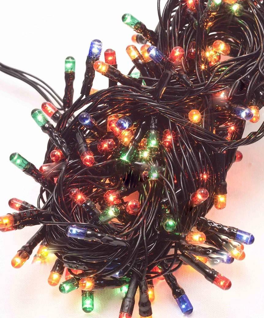 Гірлянда микролампа 300 LED, Мультик колір, Чорний дріт, 11,5 метра