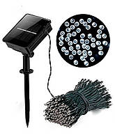 Гірлянда 100 LED, на сонячній батареї, Білий колір, 10 метрів вулична