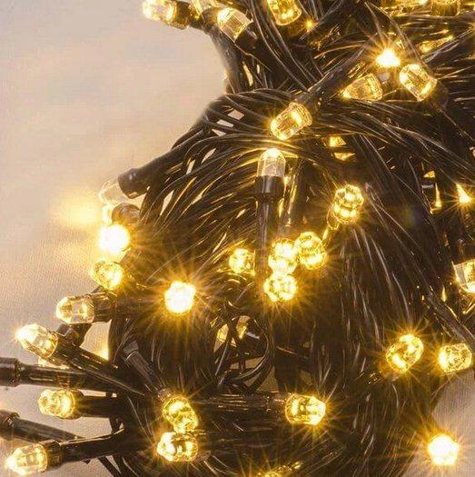 Гірлянда рубін 200 LED, Теплий білий колір, чорний дріт, 10метров