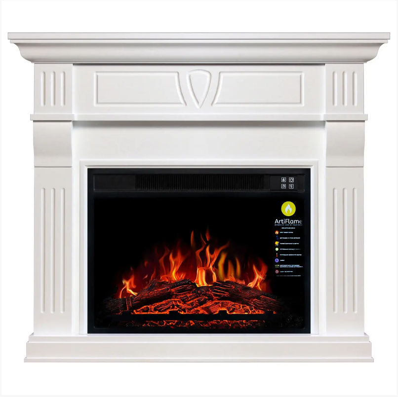 Камінокомплект ArtiFlame Beethoven AF23S Білий (зі звуком) Електричний Камін з ефектом живого вогню