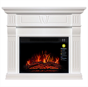 Камінокомплект ArtiFlame Beethoven AF23S Білий (зі звуком) Електричний Камін з ефектом живого вогню
