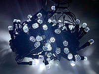 Гирлянда рубин 200 LED, Белый цвет, черный провод, 10метров