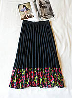 Теплая черная юбка плиссе с шифоновой вставкой меди женская lumina, размер s