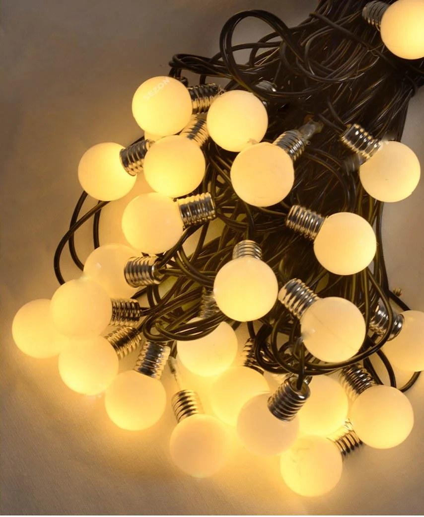 Гірлянда лампочки 30 LED, теплий білий колір, 7 м + перехідник, 25 мм лампочки