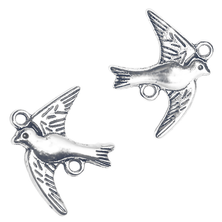 Набір 2 шт Конектори 21 мм для Біжутерії, Птах на 2 Вушка, Метал Сріблястий, Фурнітура на Прикраси, фото 1