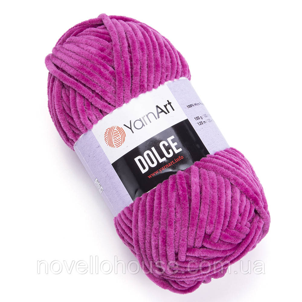 Yarnart DOLCE (Дольче) № 794 темно-рожевий (Пряжа плюшева, нитки велюр для в'язання)