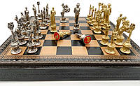 Ексклюзивні шахи шашки + нарди від  Italfama "Napaleone" матеріал  шкіра розмір 35*35 см  Колір чорний