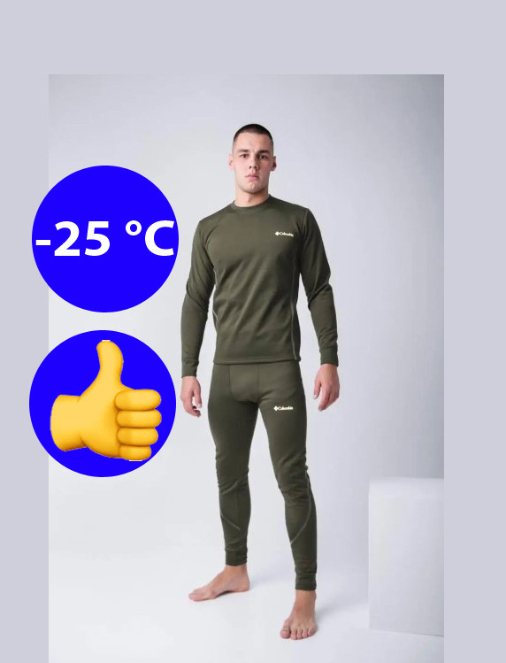 Термобелье мужское на флисе армейское военное тактическое зимнее олива штаны + кофта кальсоны размер M - фото 1 - id-p1704906114