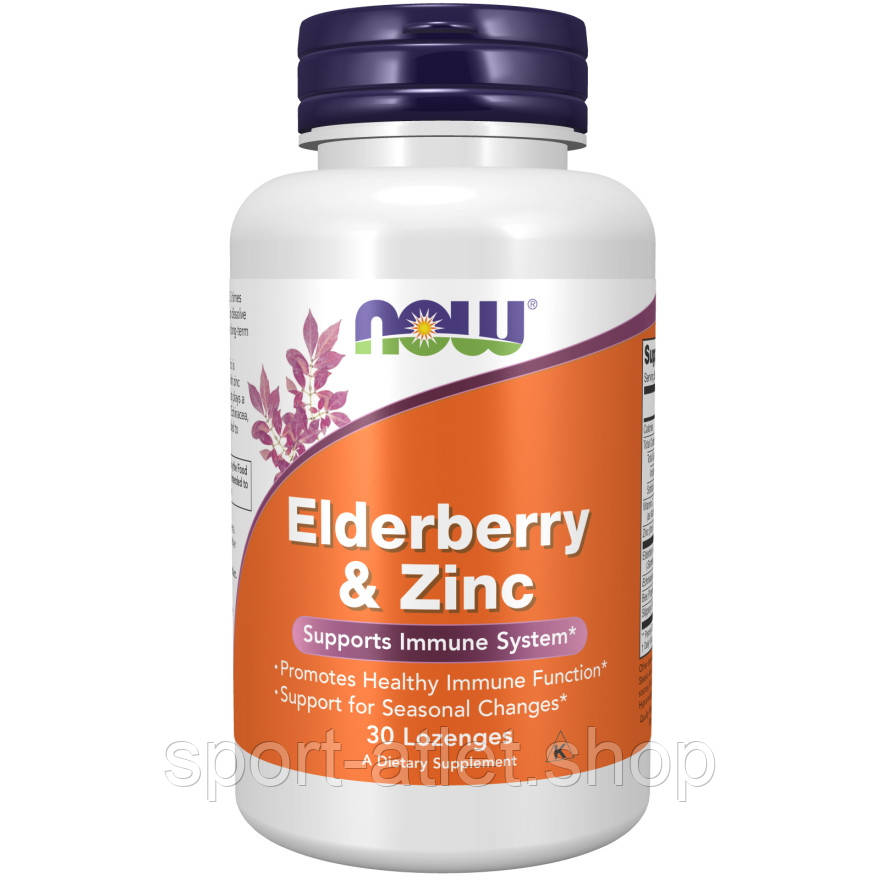 Натуральна добавка NOW Elderberry & Zinc, 30 леденцов, фото 1