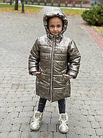 Зимняя теплая куртка на девочку удлиненная р. 98-116