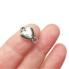 Набір 2 шт Конектори 15 мм для Біжутерії, Серця на 2 Вушка, Метал Сріблястий, Фурнітура для Прикрас, фото 3