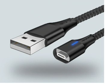 Магнітний кабель - Micro USB для заряджання і передачі даних 1 Метр чорний black