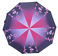 Зонт женский складной полуавтомат Цветы ткань полиэстер водоотталкивающая, пружина антиветер, 10 спиц