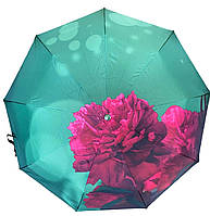 Зонт женский складной полуавтомат Цветы ткань полиэстер водоотталкивающая, пружина антиветер, 9 спиц