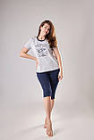 Піжама жіноча бриджі  і футболка з друкованим малюнком, розмір 46-52, фото 2