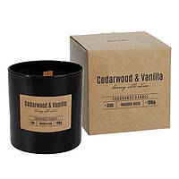 Свеча ароматическая с деревянным фитилем Bispol Cedarwood & Vanilla
