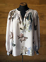 Шовкова бузкова блузка з великими квітами жіноча Dea Kudibal, розмір XS