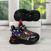 Зимові черевики для хлопчика на хутрі чорні з червоним Міфер, фото 4