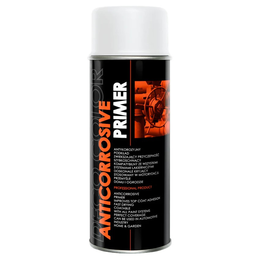 Антикорозійний аерозольний ґрунт Deco Color Anticorrosive Primer 400 мл білий, фото 1
