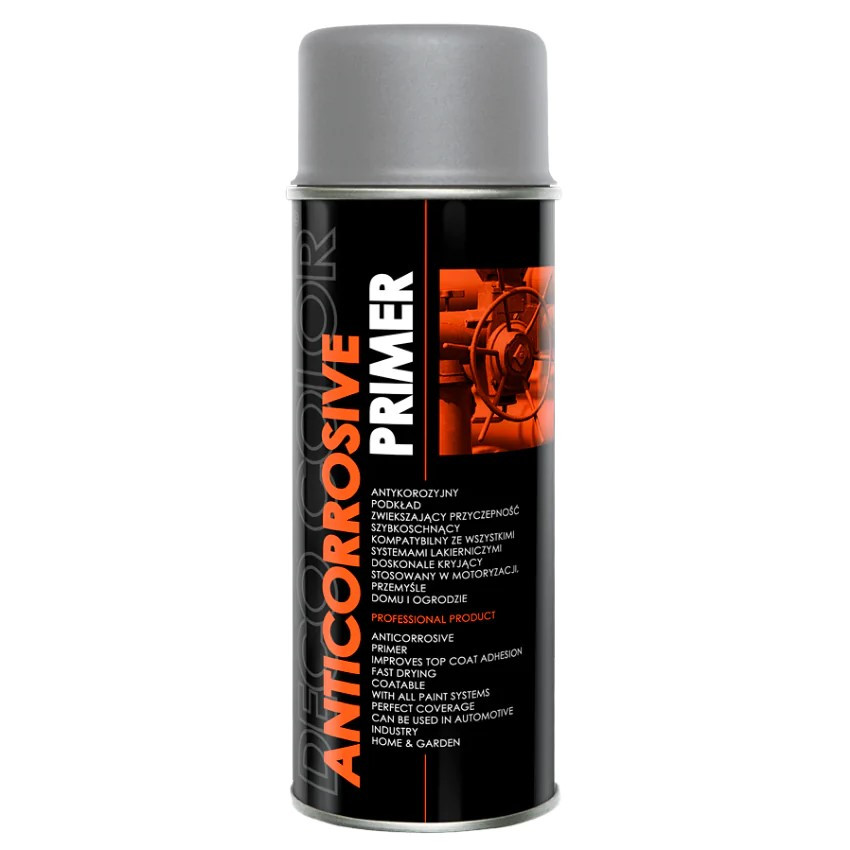 Антикорозійний аерозольний ґрунт Deco Color Anticorrosive Primer 400 мл сірий, фото 1