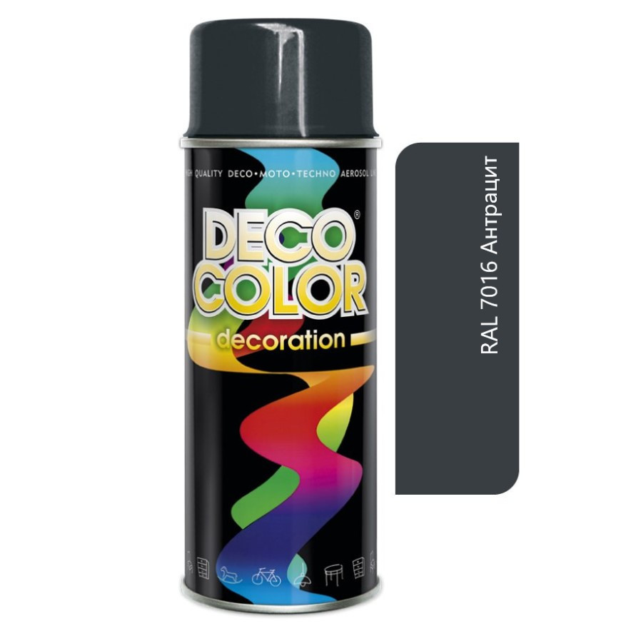 Аерозольна декоративна фарба Deco Color Decoration RAL 7016 Антрацит 400 мл, фото 1