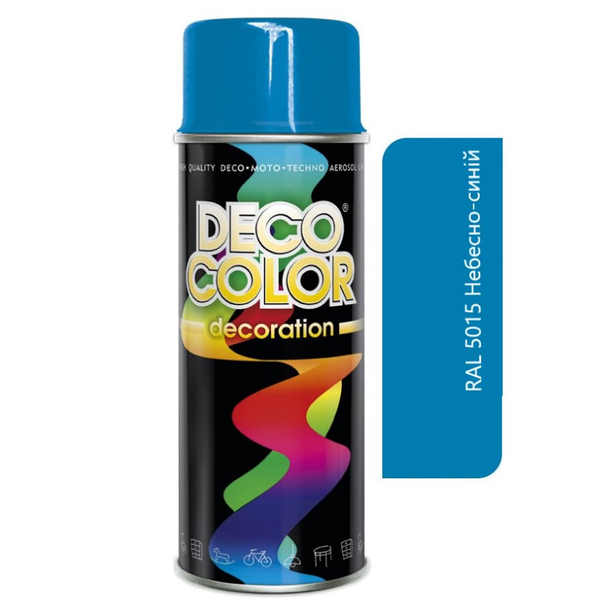 Аерозольна декоративна фарба Deco Color Decoration RAL 5015 Блакитна (Небесно синя) 400 мл, фото 1