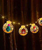 Гірлянда штора кульки-ДЕКО, 12штук, 2,5 м х 0,8 м Теплий білий колір