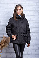 Женская зимняя короткая куртка Delfy черная большие размеры