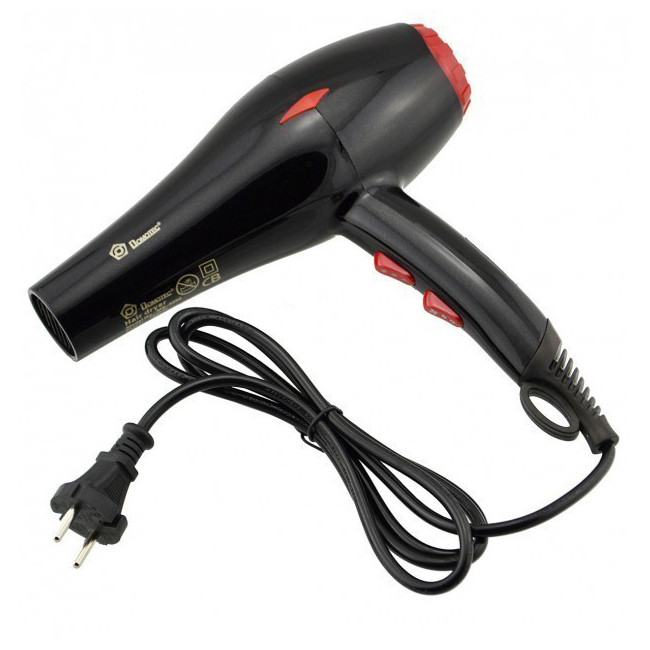 Професійний фен для волосся з концентратором 2600W Domotec MS-0390 Чорний