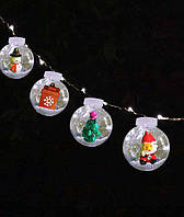 Гірлянда штора кульки-ДЕКО, 12штук, 2,5 м х 0,8 м Теплий білий колір